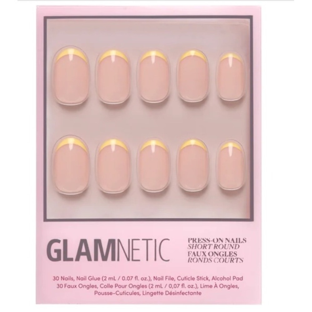 Glamnetic French Butter Press On Nails Short Round Yellow Tip 30 Nails Kit NEW